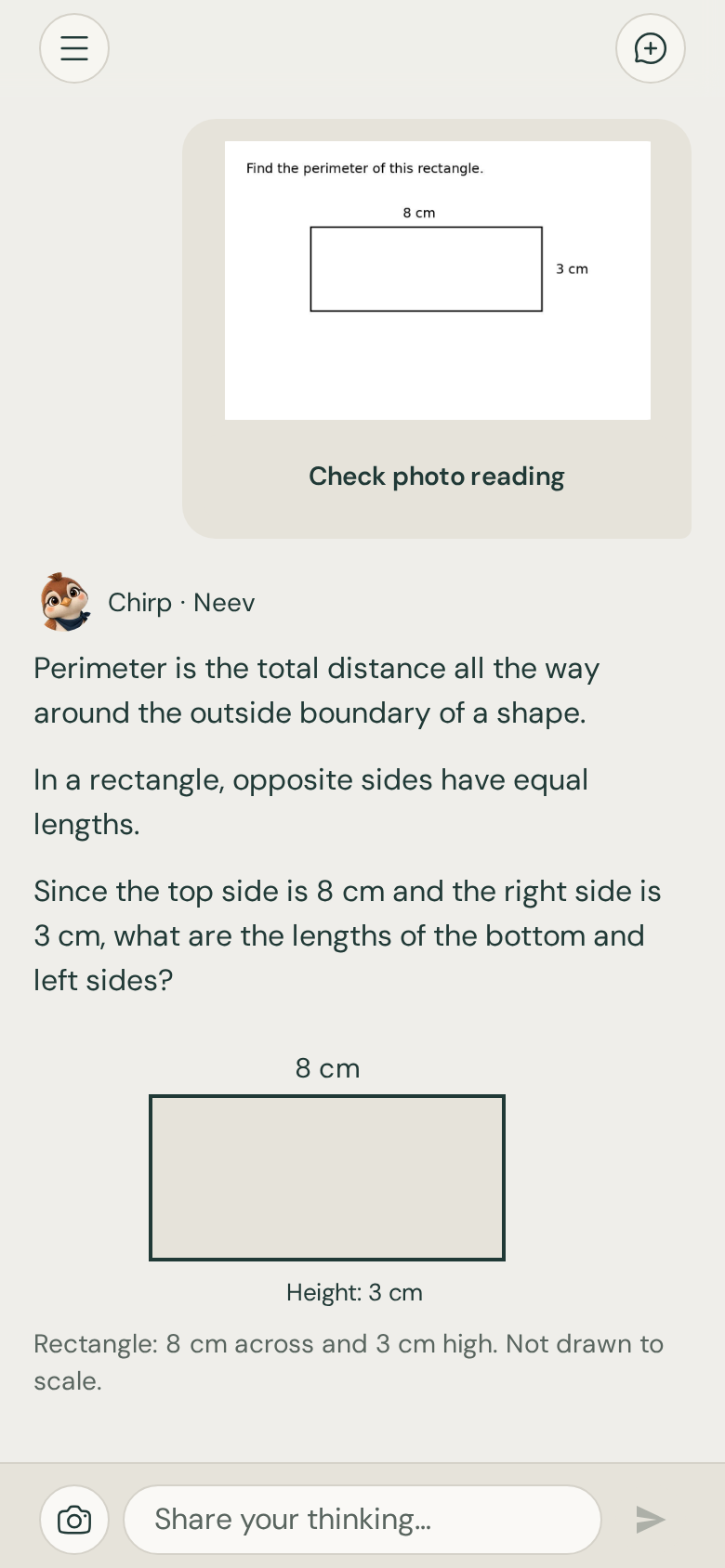 Tutor responding to the photographed question